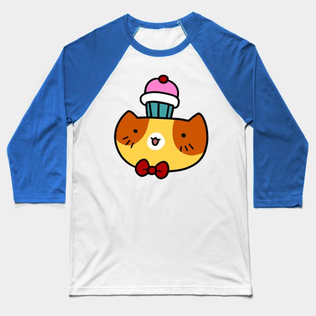 Cupcake Cat Face Baseball T-Shirt by saradaboru